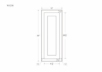 30" Tall Vintage White Inset Raised Panel Wall Cabinet - Single Door 9", 12", 15", 18" & 21"
