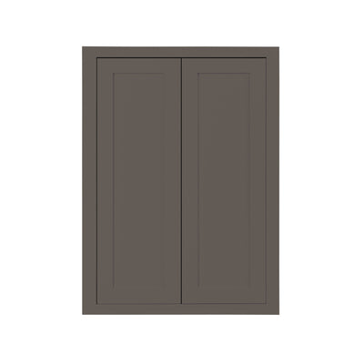 30" Tall Dark Gray Inset Shaker Wall Cabinet - Double Door 24", 27", 30", 33" & 36" Wide - RTA Wholesalers