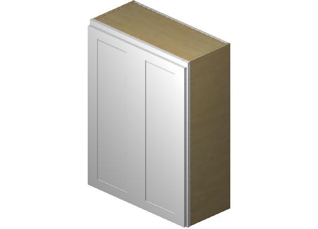 30" Tall White Shaker 1/2" Overlay Wall Cabinet - Double Door 24", 27", 30", 33", 36" - RTA Wholesalers