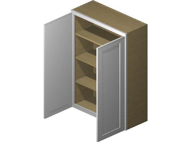 36" Tall White Shaker 1/2" Overlay Wall Cabinet - Double Door 24", 27", 30", 33", 36" - RTA Wholesalers