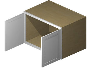 36" Wide 24" Deep Upper White Shaker 1/2" Overlay Wall Cabinet - Double Door 12", 15", 18", 21", 24" - RTA Wholesalers