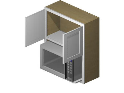 Microwave Shelf Cabinet White Shaker 1/2" Overlay Cabinet 27" or 30" Wide by 30", 36" & 42" Tall - RTA Wholesalers