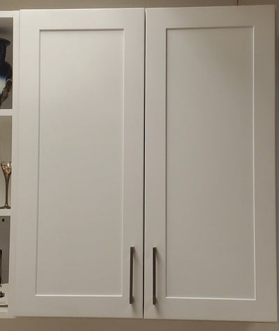 36" Wide by 12" Deep Bridge 29 Newport White Double Shaker 1-1/4"Overlay Wall Cabinet - Double Door 12", 15", 18", 21", 24" Tall