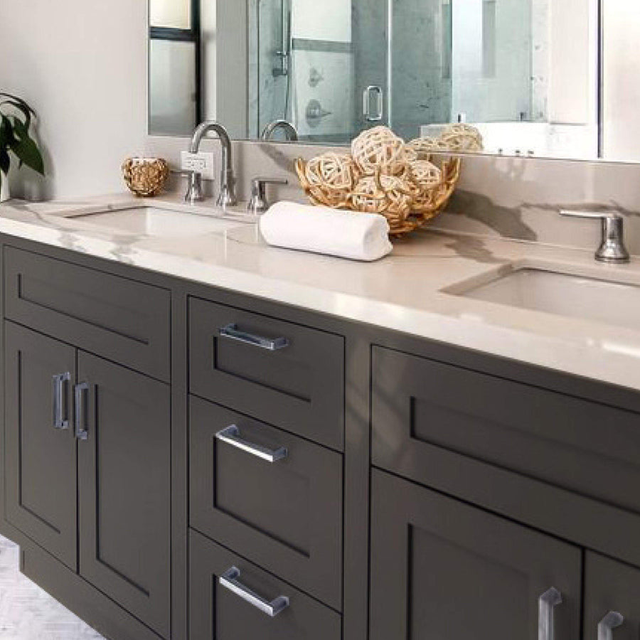 Bathroom Side Drawers Vanity Sink Base Dark Gray Inset Shaker Cabinets - 21" Deep
