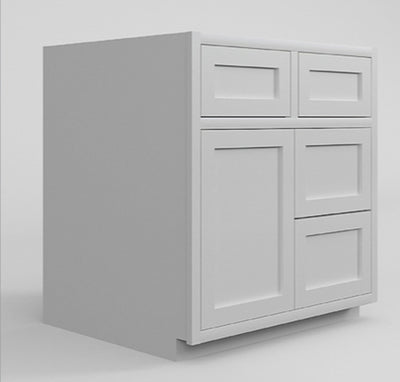 Bathroom Side Drawers Vanity Sink Base Snow White Inset Shaker Cabinets - 21" Deep 30", 36" & 42"