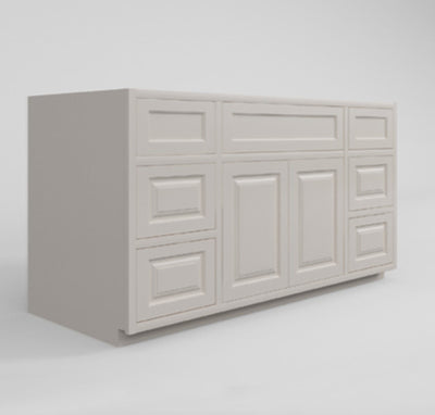 Bathroom Side Drawers Single Vanity Sink Base Vintage White Inset Raised Panel Cabinets - 48"& 60" Wide 21" Deep