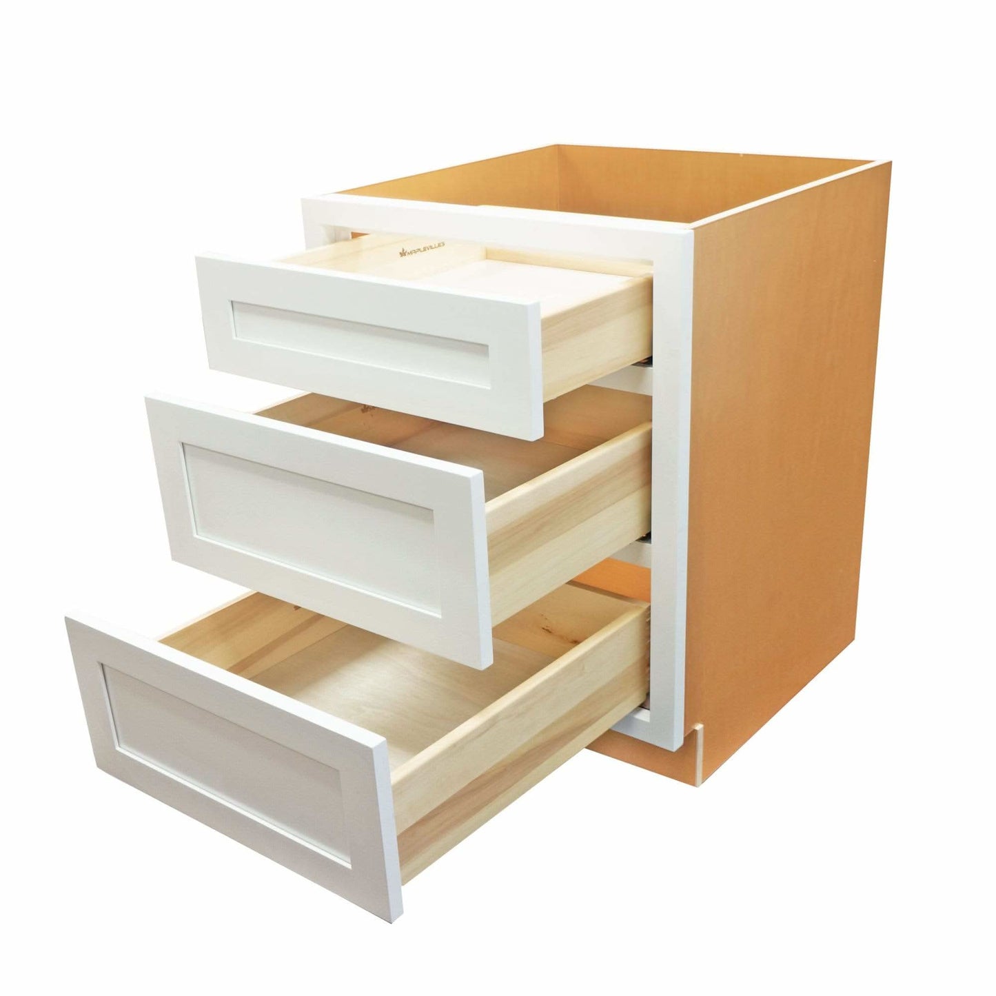 Base Cabinet Bathroom Vanity 3 Drawer Base Snow White Inset Shaker Cabinets - 21" Deep 12", 15" & 18" Wide Inset Kitchen Cabinets