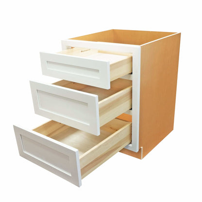 Base Cabinet Bathroom Vanity 3 Drawer Base Snow White Inset Shaker Cabinets - 21" Deep 12", 15" & 18" Wide Inset Kitchen Cabinets