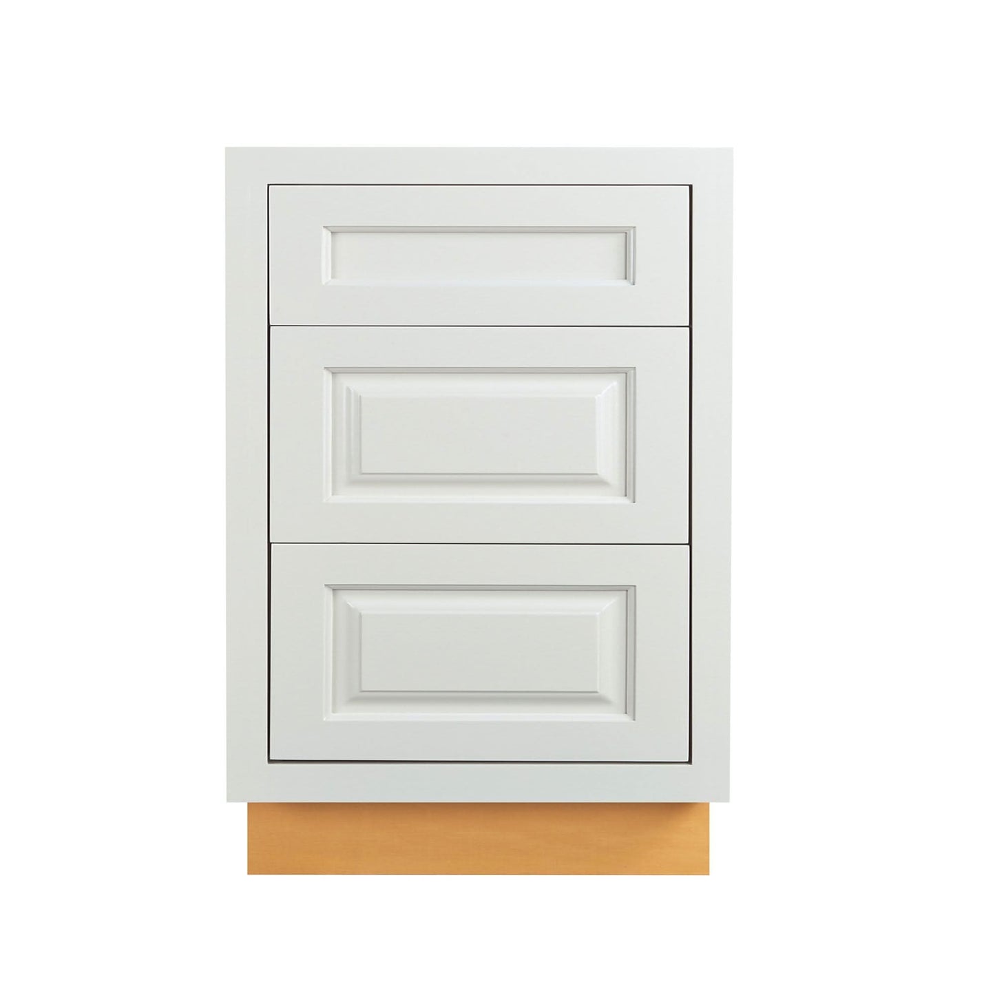Bathroom Vanity 3 Drawer Base Vintage White Inset Raised Panel Cabinets - 21" Deep 12", 15" & 18" Wide