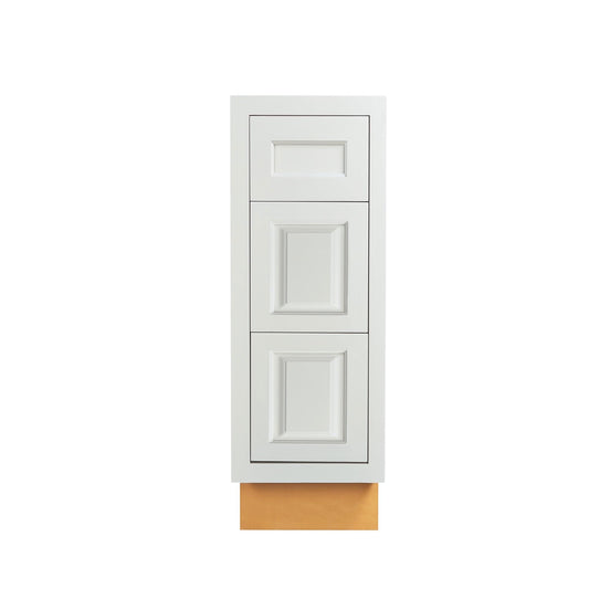 Bathroom Vanity 3 Drawer Base Vintage White Inset Raised Panel Cabinets - 21" Deep 18" Wide