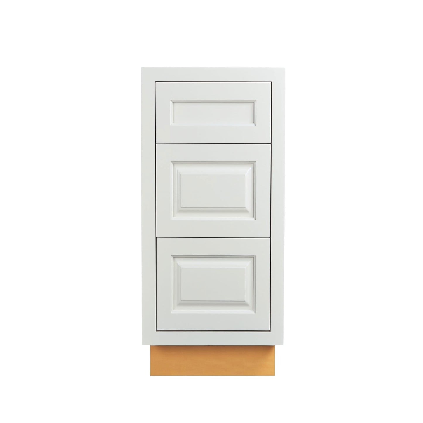 Bathroom Vanity 3 Drawer Base Vintage White Inset Raised Panel Cabinets - 21" Deep 12", 15" & 18" Wide