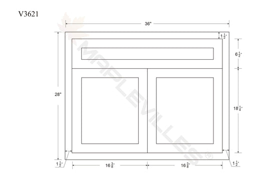 Bathroom Vanity Sink Base Tuscan Gray Inset Shaker Cabinets - 21" Deep - 24", 27", 30" & 36" Wide
