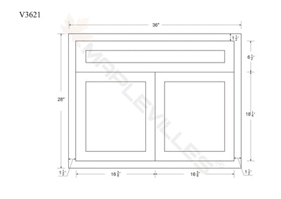 Bathroom Vanity Sink Base Snow White Inset Shaker Cabinets - 21" Deep - 24", 27", 30" & 36" Wide
