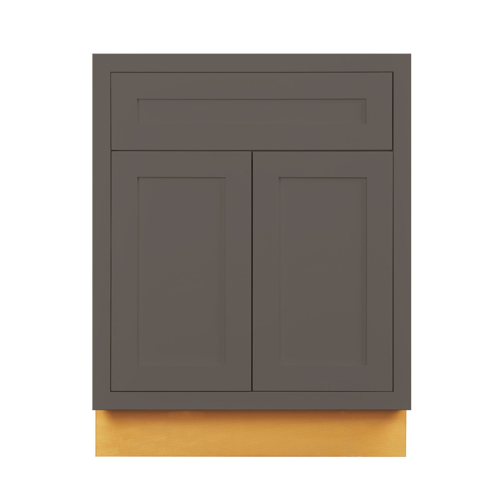 Dark Gray Inset Shaker Base Cabinet - Double Door 24"& 27" Wide