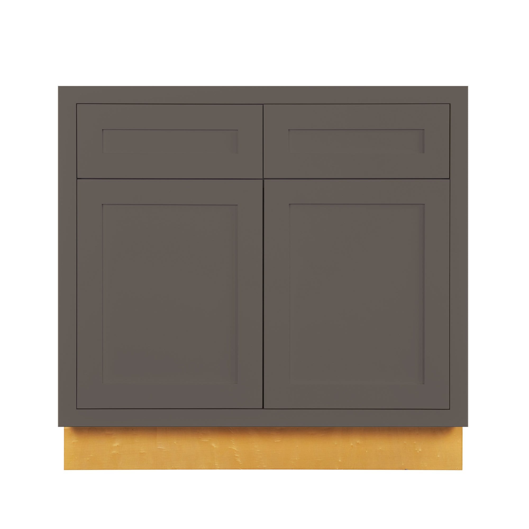 Dark Gray Inset Shaker Base Cabinet - Double Door 30", 33" & 36" Wide