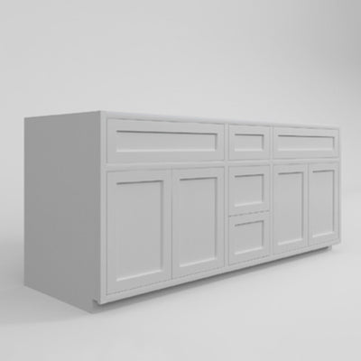 Double Vanity Sink Base Bathroom Snow White Inset Shaker Cabinets - 60" Wide 21" Deep