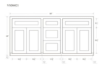 Double Vanity Sink Base Bathroom Snow White Inset Shaker Cabinets - 60" Wide 21" Deep = Design