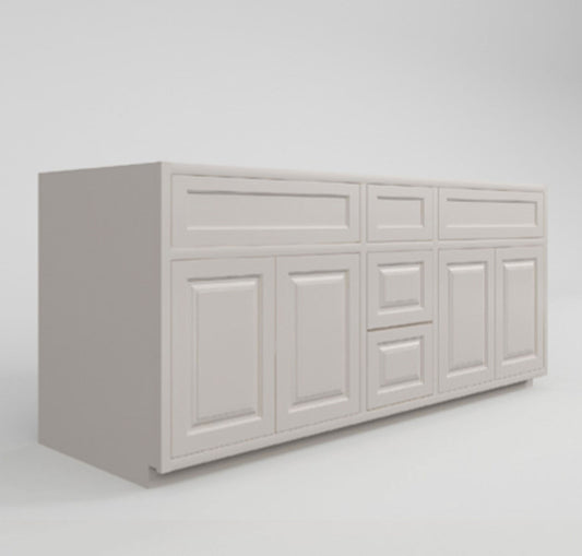 Double Vanity Sink Base Bathroom Vintage White Inset Shaker Cabinets - 60" Wide 21" Deep