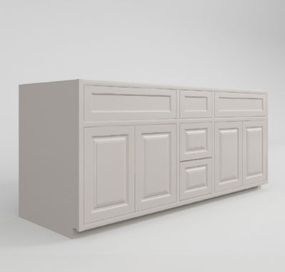 Double Vanity Sink Base Bathroom Vintage White Inset Shaker Cabinets - 60" Wide 21" Deep