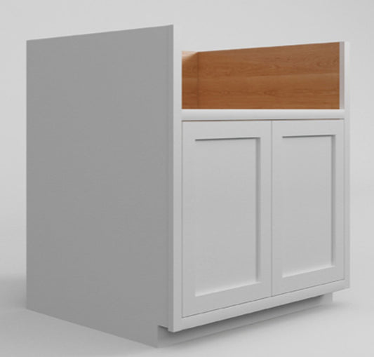 Farm Sink Base 33" & 36" Snow White Inset Shaker Cabinets - Two Doors