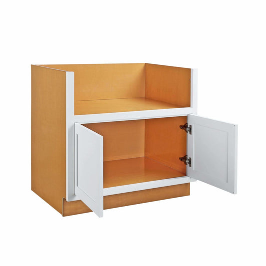 Farm Sink Base 33" or 36" Snow White Inset Shaker Cabinets - Two Doors