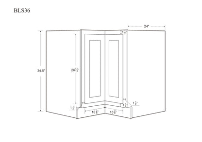 Lazy Susan Base White Oak Inset Shaker Cabinets 33" & 36" Wide - Special Order