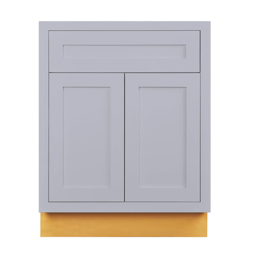 Light Gray Inset Shaker Base Cabinet - Double Door 24"-27" Wide