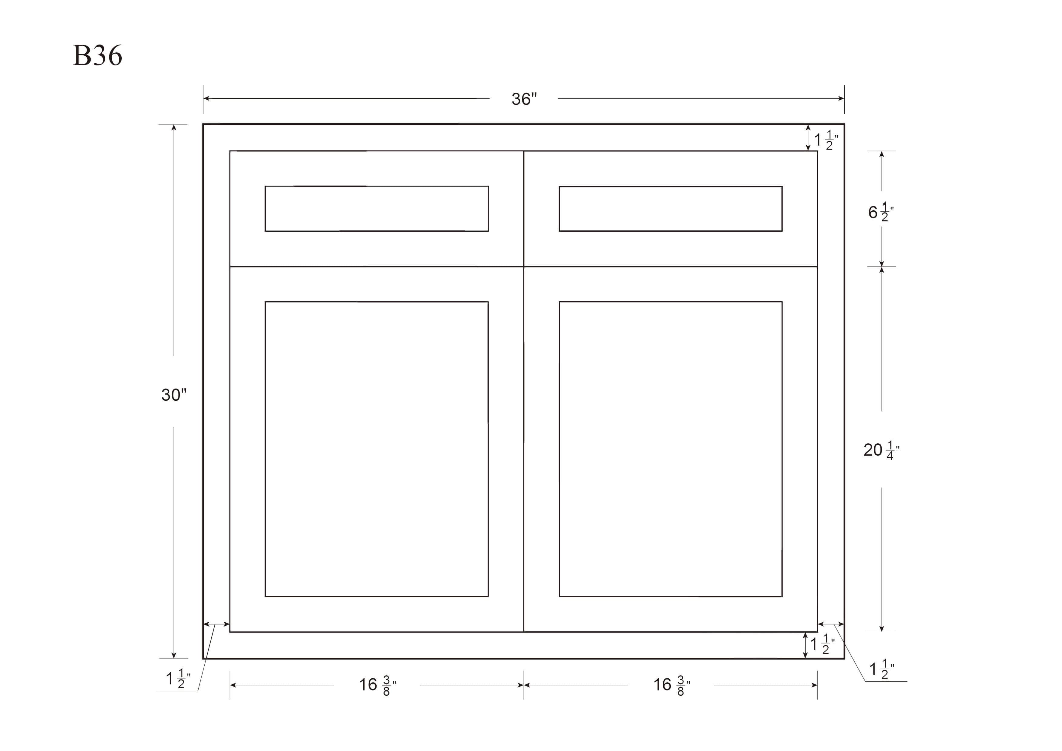 Light Gray Inset Shaker Base Cabinet - Double Door 36" Wide