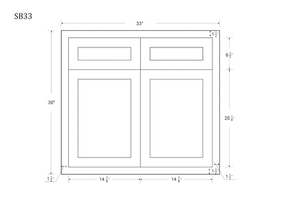 Sink Base White Oak Inset Shaker Cabinets 33", 36", 39" & 42"