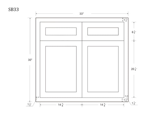 Sink Base White Oak Inset Shaker Cabinets 33", 36", 39" & 42"