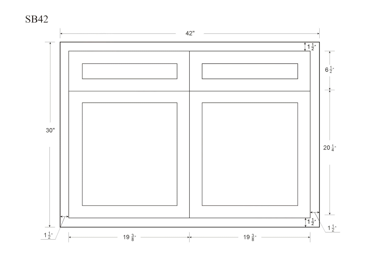 Sink Base White Oak Inset Shaker Cabinets 33", 36", 39" & 42"
