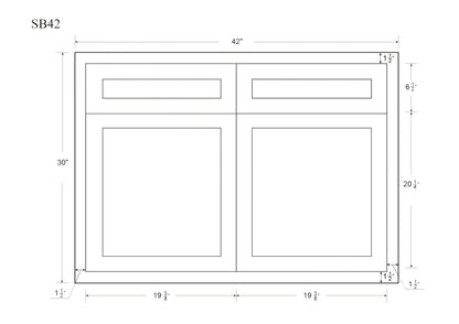 Sink Base White Oak Inset Shaker Cabinets 33", 36", 39" & 42"