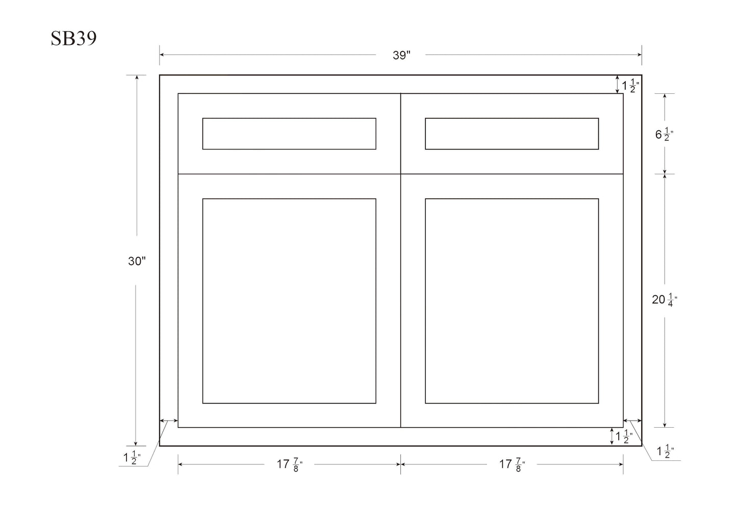 Sink Base Vintage White Inset Raised Panel Cabinets 33", 36", 42"