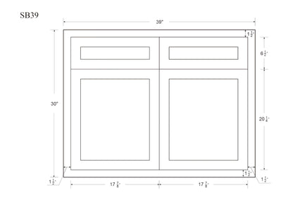 Sink Base Vintage White Inset Raised Panel Cabinets 33", 36", 42"