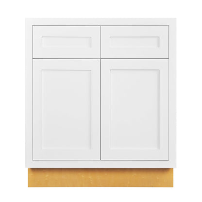 Base Cabinet - Double Door & Drawer 30", 33",36" & 39" Wide Snow White Inset Shaker