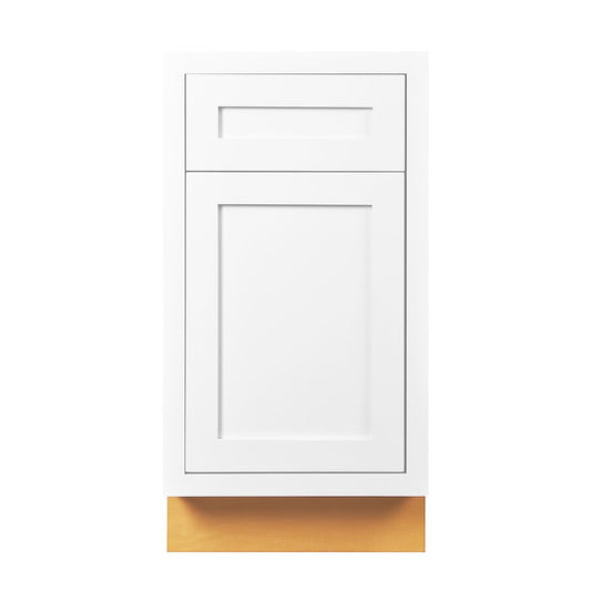 Snow White Inset Shaker Base Cabinet - Single Door 9", 12", 15", 18" & 21"