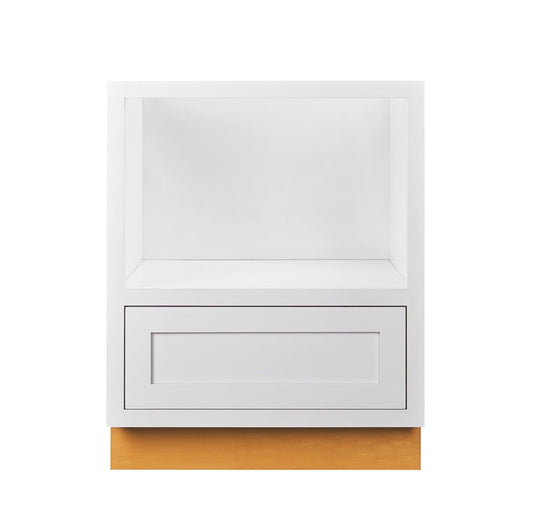Snow White Inset Shaker Microwave Base Cabinet - 27"