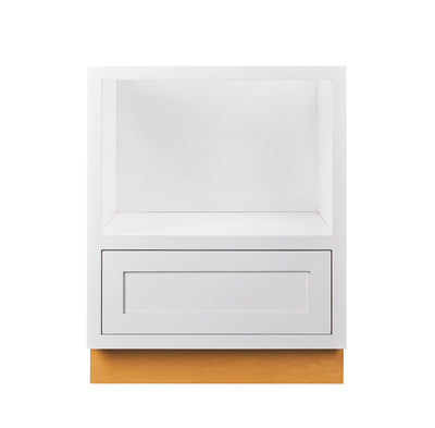 Snow White Inset Shaker Microwave Base Cabinet - 27"