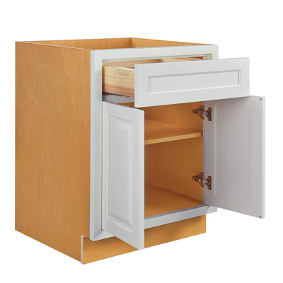 Vintage White Inset Raised Panel Base Cabinet - Double Door 24"-27" Wide