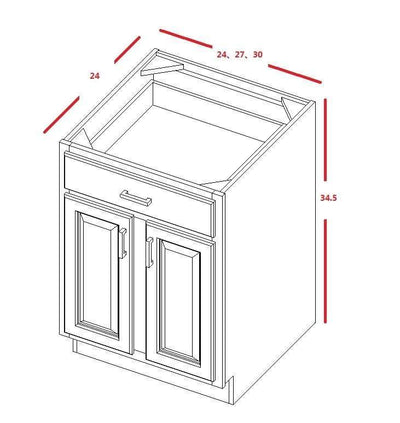 Base Cabinet Light Gray Shaker Base Cabinet - Two Doors 24", 27", 30", 33", 36" Overlay Kitchen Cabinets