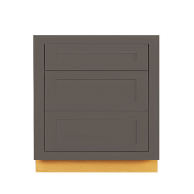 Dark Gray Shaker Inset Drawer Base Cabinet - 12", 15", 18", 21", 24" & 27" Wide