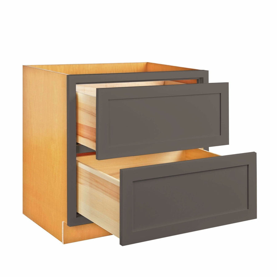 Inset Drawer Base Dark Gray Shaker Inset Drawer Base Cabinet - Two Drawers - 36
