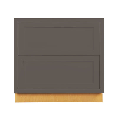 Dark Gray Shaker Inset Drawer Base Cabinet - Two Drawers - 36" wide