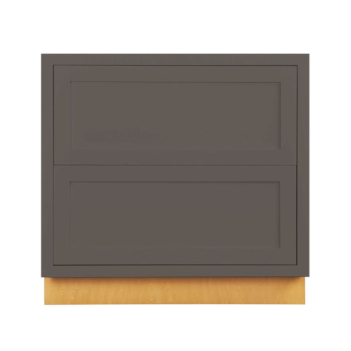 Dark Gray Shaker Inset Drawer Base Cabinet - Two Drawers - 36