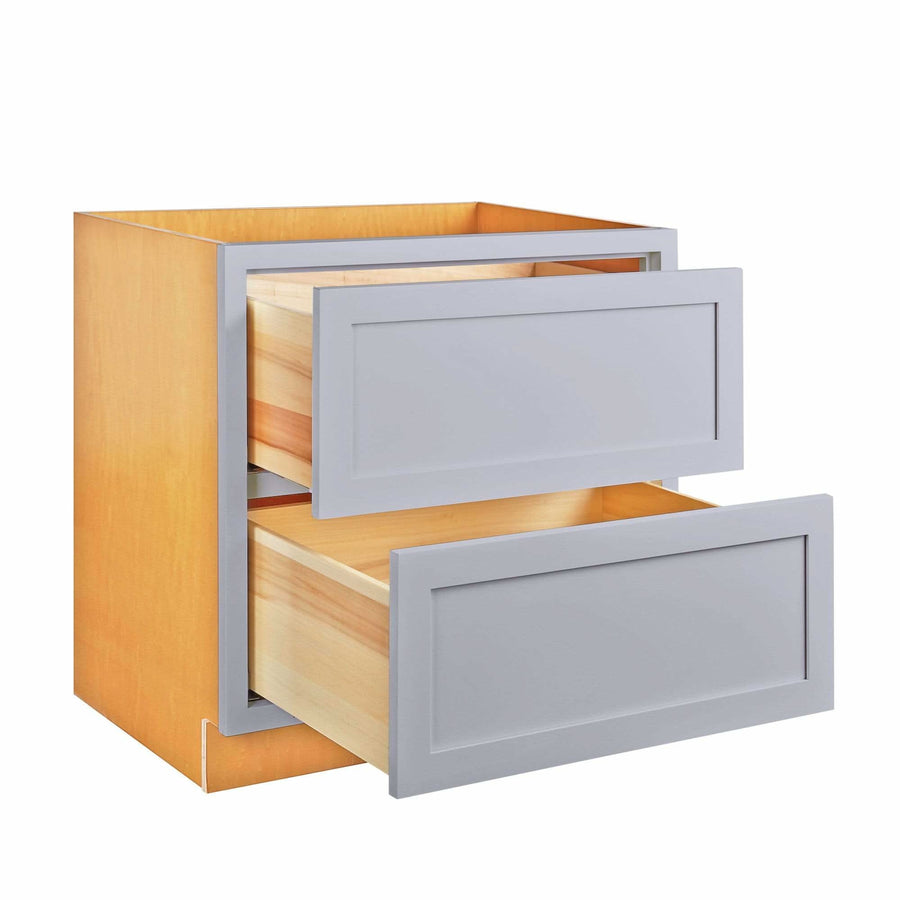 Inset Drawer Base Light Gray Shaker Inset Drawer Base Cabinet - Two Drawers - 36