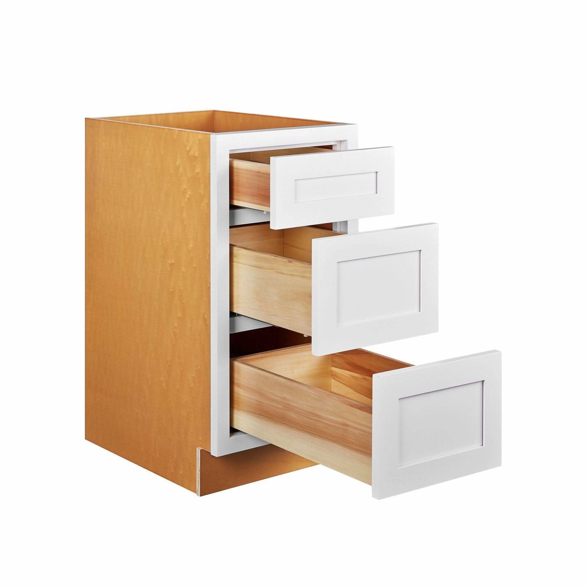 Snow White Shaker Inset Drawer Base Cabinet - 12", 15", 18", 21", 24" & 27"