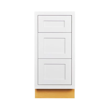 Drawer Base Cabinet - 12", 15", 18", 21", 24" & 27" Snow White Shaker Inset - Three Drawers