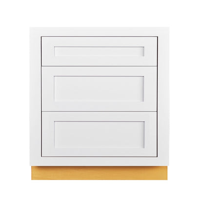 Snow White Shaker Inset Drawer Base Cabinet - 12", 15", 18", 21", 24" & 27"