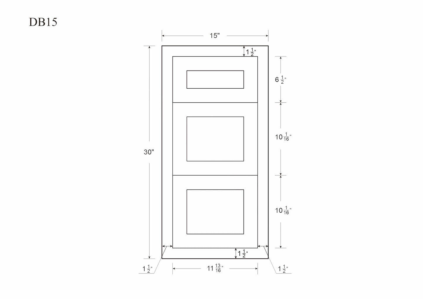 Drawer Base Cabinet - 12", 15", 18", 21", 24" & 27" Snow White Shaker Inset - Three Drawers