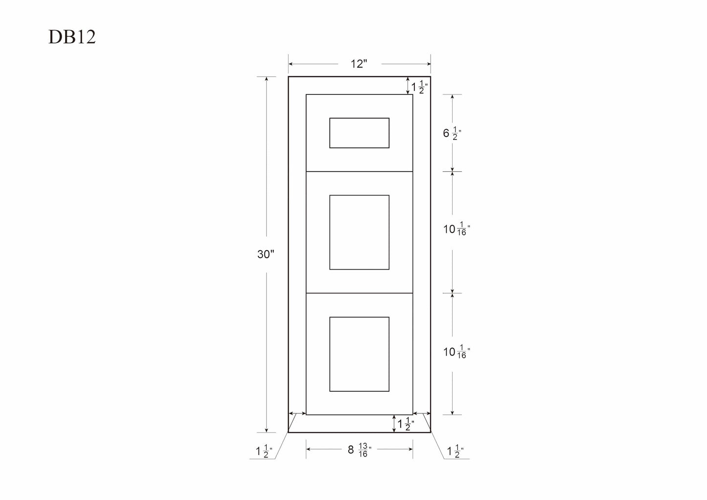 Drawer Base Cabinet - 12", 15", 18", 21", 24" & 27" Snow White Shaker Inset - Three Drawers